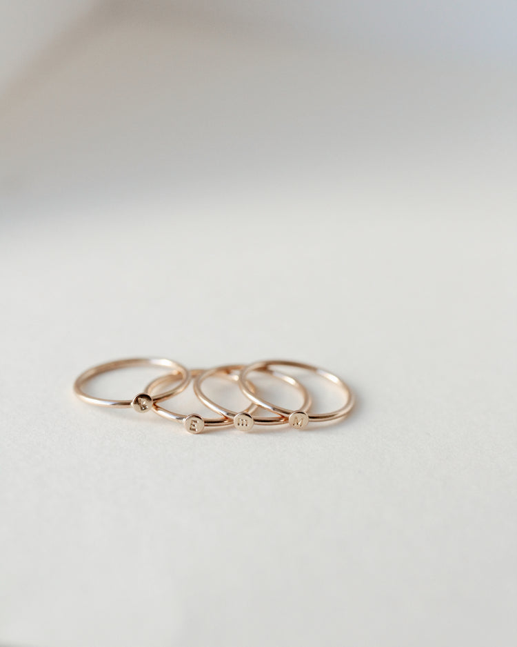 Tiny Initial Disc Ring